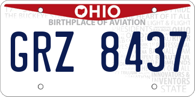 OH license plate GRZ8437