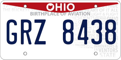 OH license plate GRZ8438