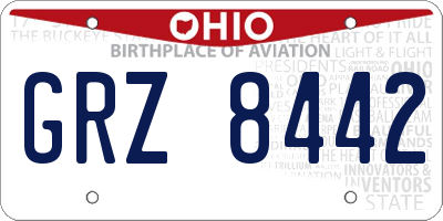 OH license plate GRZ8442
