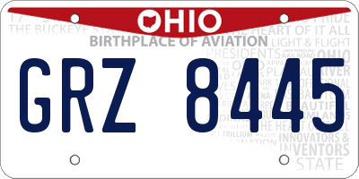 OH license plate GRZ8445