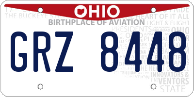 OH license plate GRZ8448