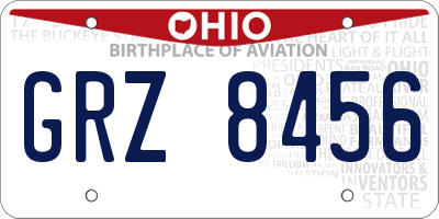 OH license plate GRZ8456