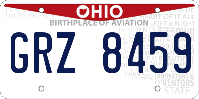 OH license plate GRZ8459
