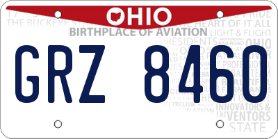 OH license plate GRZ8460