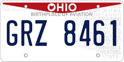 OH license plate GRZ8461