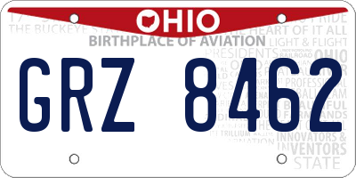 OH license plate GRZ8462