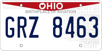 OH license plate GRZ8463