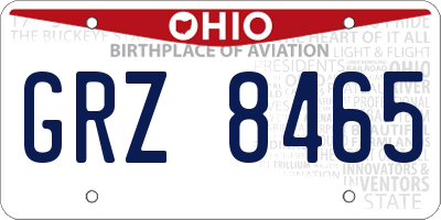 OH license plate GRZ8465