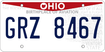 OH license plate GRZ8467