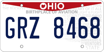 OH license plate GRZ8468