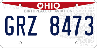 OH license plate GRZ8473