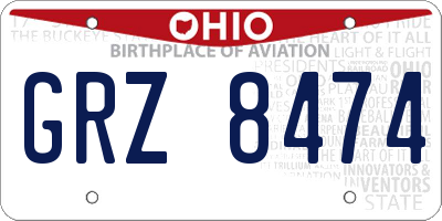 OH license plate GRZ8474