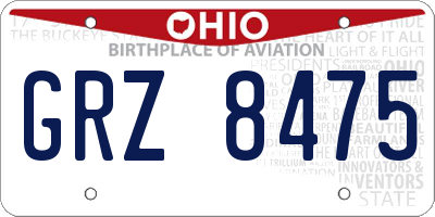 OH license plate GRZ8475