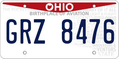 OH license plate GRZ8476