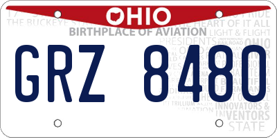 OH license plate GRZ8480