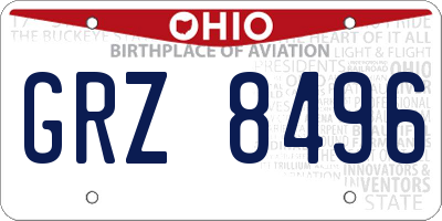 OH license plate GRZ8496