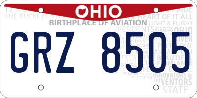 OH license plate GRZ8505