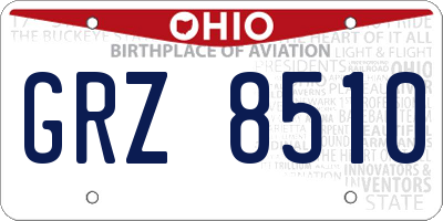 OH license plate GRZ8510