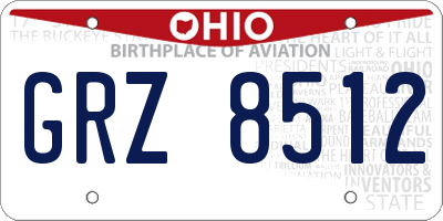OH license plate GRZ8512