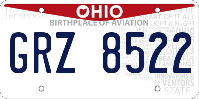 OH license plate GRZ8522