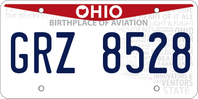 OH license plate GRZ8528