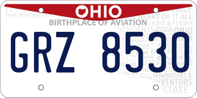 OH license plate GRZ8530