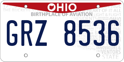 OH license plate GRZ8536