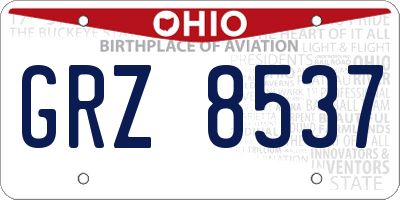 OH license plate GRZ8537