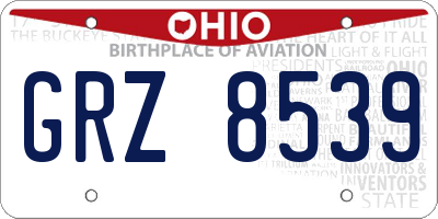 OH license plate GRZ8539