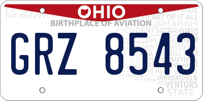 OH license plate GRZ8543