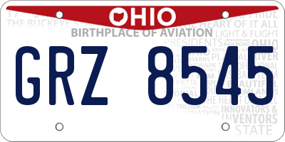 OH license plate GRZ8545