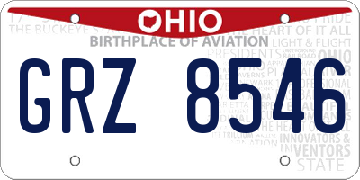 OH license plate GRZ8546