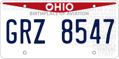 OH license plate GRZ8547