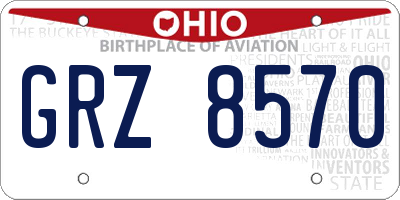 OH license plate GRZ8570