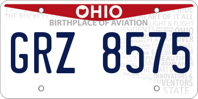 OH license plate GRZ8575