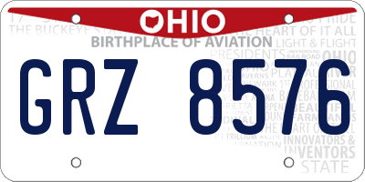 OH license plate GRZ8576