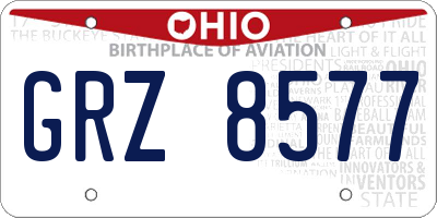OH license plate GRZ8577