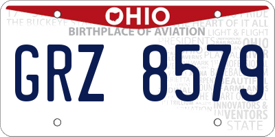 OH license plate GRZ8579