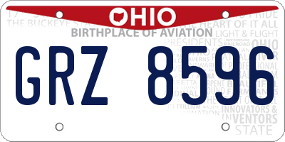 OH license plate GRZ8596