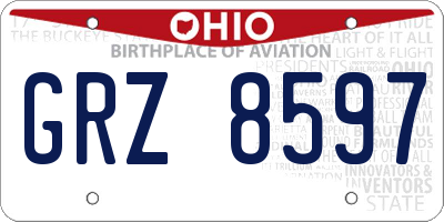 OH license plate GRZ8597