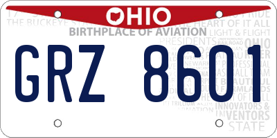 OH license plate GRZ8601