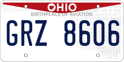 OH license plate GRZ8606