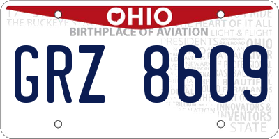OH license plate GRZ8609