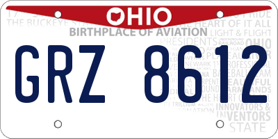 OH license plate GRZ8612