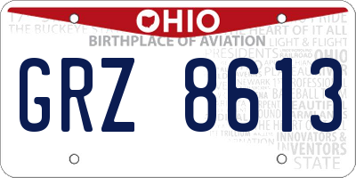 OH license plate GRZ8613