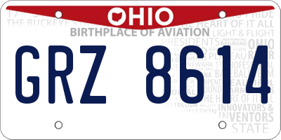 OH license plate GRZ8614