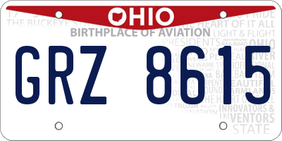 OH license plate GRZ8615