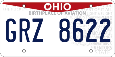 OH license plate GRZ8622