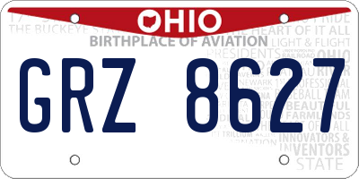 OH license plate GRZ8627