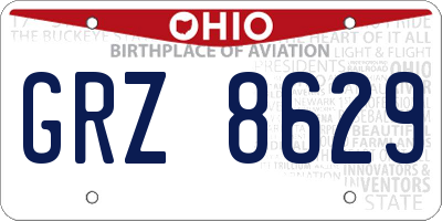OH license plate GRZ8629